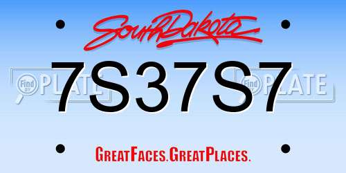 7S37S7 South Dakota License Plate