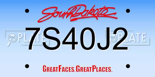 7S40J2 South Dakota License Plate