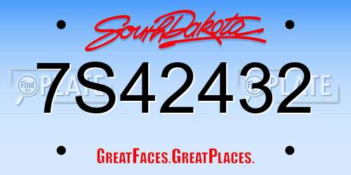7S42432 South Dakota License Plate