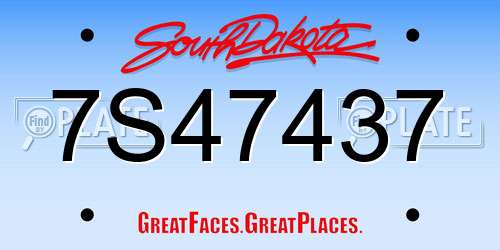 7S47437 South Dakota License Plate