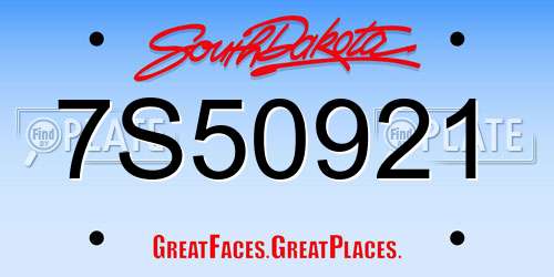 7S50921 South Dakota License Plate
