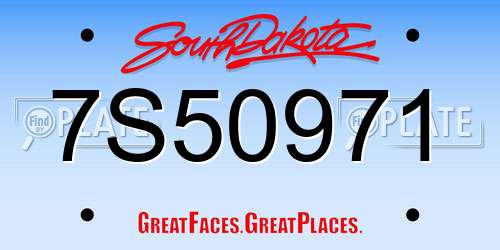 7S50971 South Dakota License Plate