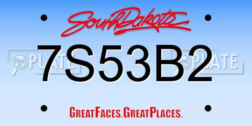 7S53B2 South Dakota License Plate