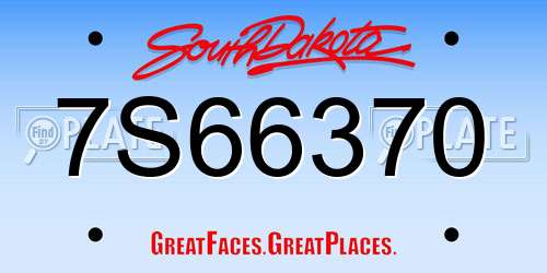 7S66370 South Dakota License Plate