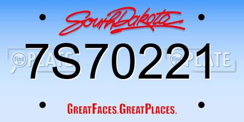 7S70221 South Dakota License Plate
