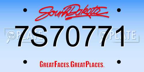 7S70771 South Dakota License Plate