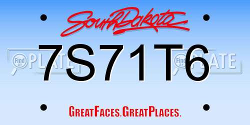 7S71T6 South Dakota License Plate
