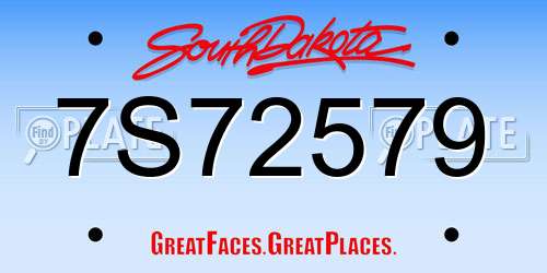 7S72579 South Dakota License Plate
