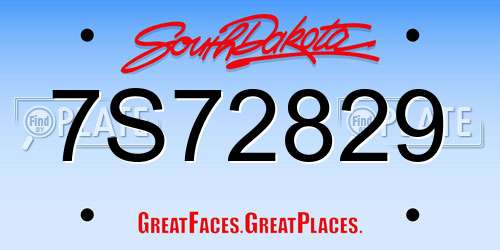 7S72829 South Dakota License Plate