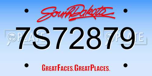 7S72879 South Dakota License Plate