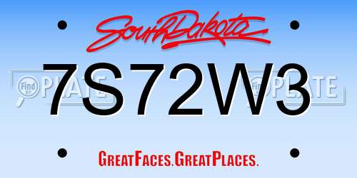 7S72W3 South Dakota License Plate