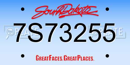 7S73255 South Dakota License Plate