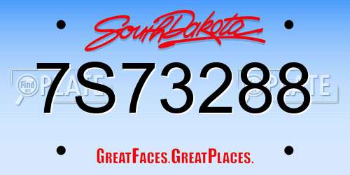 7S73288 South Dakota License Plate