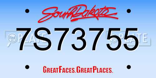 7S73755 South Dakota License Plate