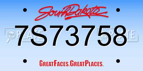 7S73758 South Dakota License Plate