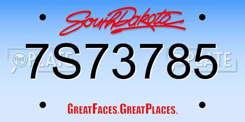 7S73785 South Dakota License Plate