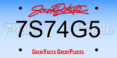 7S74G5 South Dakota License Plate
