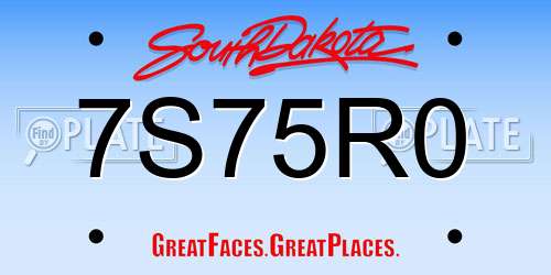 7S75R0 South Dakota License Plate