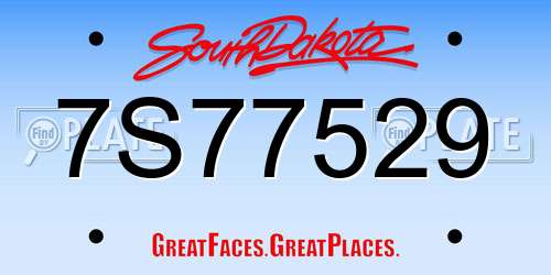 7S77529 South Dakota License Plate