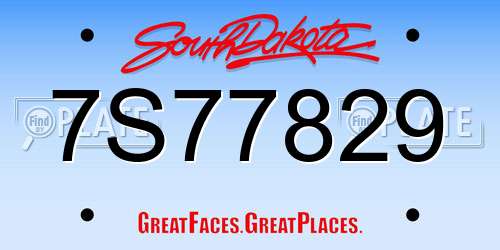 7S77829 South Dakota License Plate