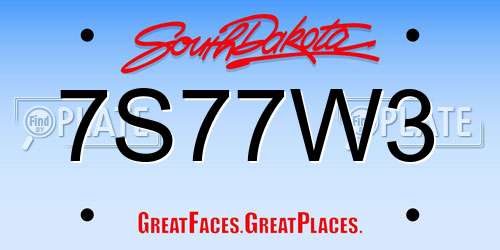 7S77W3 South Dakota License Plate