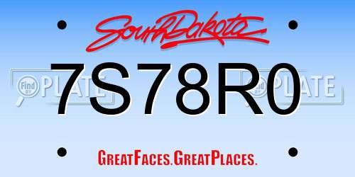 7S78R0 South Dakota License Plate