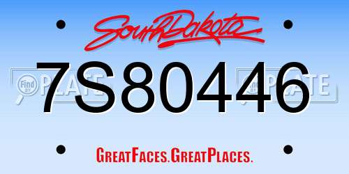 7S80446 South Dakota License Plate