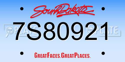 7S80921 South Dakota License Plate