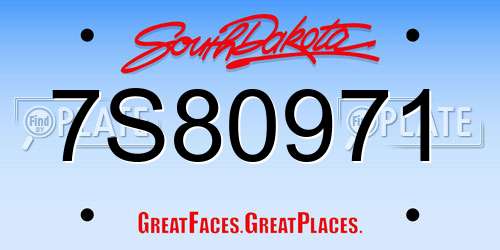 7S80971 South Dakota License Plate
