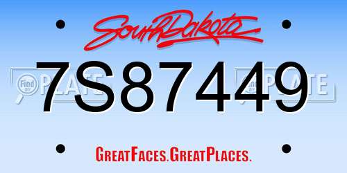 7S87449 South Dakota License Plate