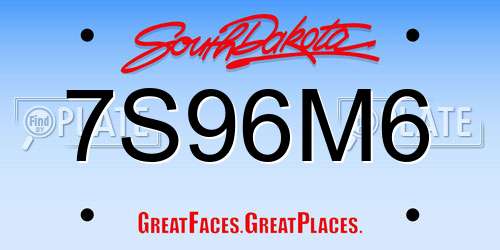 7S96M6 South Dakota License Plate
