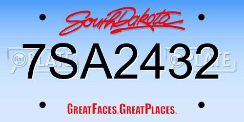 7SA2432 South Dakota License Plate