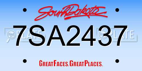 7SA2437 South Dakota License Plate