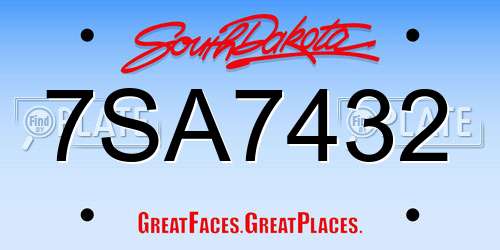 7SA7432 South Dakota License Plate