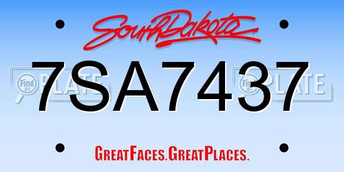 7SA7437 South Dakota License Plate