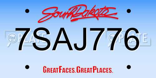 7SAJ776 South Dakota License Plate