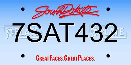 7SAT432 South Dakota License Plate