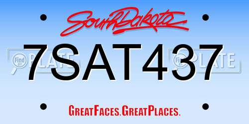 7SAT437 South Dakota License Plate