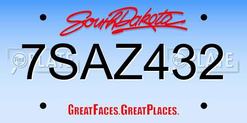 7SAZ432 South Dakota License Plate