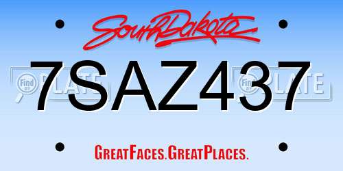 7SAZ437 South Dakota License Plate