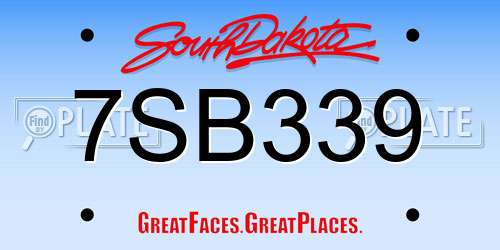 7SB339 South Dakota License Plate
