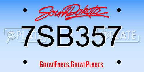 7SB357 South Dakota License Plate