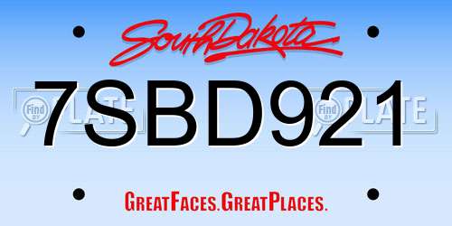 7SBD921 South Dakota License Plate