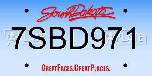 7SBD971 South Dakota License Plate