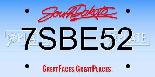 7SBE52 South Dakota License Plate