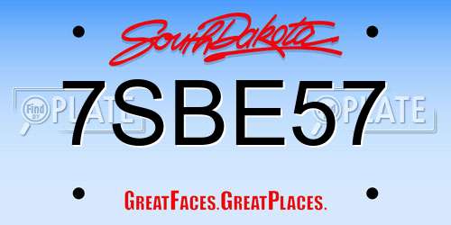 7SBE57 South Dakota License Plate