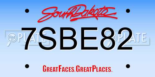 7SBE82 South Dakota License Plate