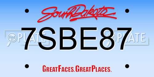 7SBE87 South Dakota License Plate
