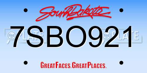 7SBO921 South Dakota License Plate