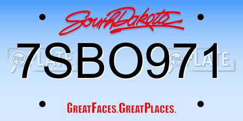 7SBO971 South Dakota License Plate